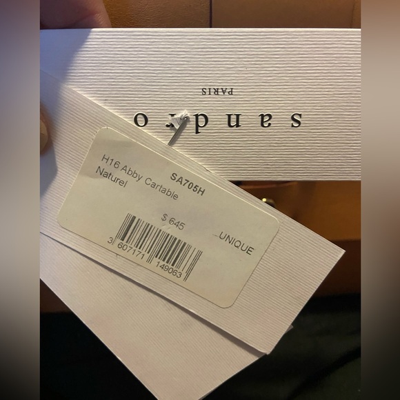 Sandro Paris Light Tan Leather Abby Cartable Leather Satchel - Picture 8 of 14